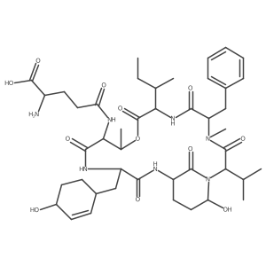 (2S)-2-amino-5-[[(2S,5S,8S,11R,12S,15S,18S,21R)-5-benzyl-8-[(2S)-butan-2-yl]-21-hydroxy-15-[[(1S,4R)-4-hydroxycyclohex-2-en-1-yl]methyl]-4,11-dimethyl-3,6,9,13,16,22-hexaoxo-2-propan-2-yl-10-oxa-1,4,7,14,17-pentazabicyclo[16.3.1]docosan-12-yl]amino]-5-oxopentanoic acid Structure