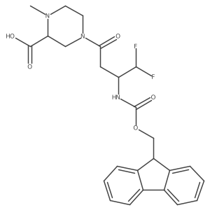 4-[3-({[(9H-fluoren-9-yl)methoxy]carbonyl}amino)-4,4-difluorobutanoyl]-1-methylpiperazine-2-carboxylic acid结构式