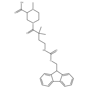 4-[4-({[(9H-fluoren-9-yl)methoxy]carbonyl}amino)-2,2-dimethylbutanoyl]-1-methylpiperazine-2-carboxylic acid结构式
