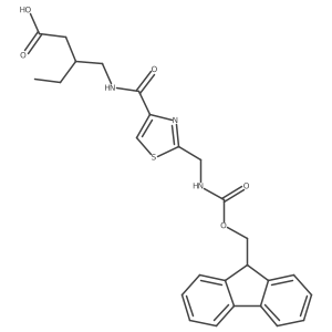 3-[({2-[({[(9H-fluoren-9-yl)methoxy]carbonyl}amino)methyl]-1,3-thiazol-4-yl}formamido)methyl]pentanoic acid结构式
