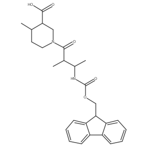 1-[3-({[(9H-fluoren-9-yl)methoxy]carbonyl}amino)-2-methylbutanoyl]-4-methylpiperidine-3-carboxylic acid结构式