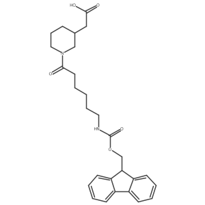 2-{1-[6-({[(9H-fluoren-9-yl)methoxy]carbonyl}amino)hexanoyl]piperidin-3-yl}acetic acid结构式