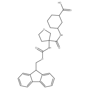 rac-(1R,3S)-3-[3-({[(9H-fluoren-9-yl)methoxy]carbonyl}amino)oxolane-3-amido]cyclohexane-1-carboxylic acid结构式