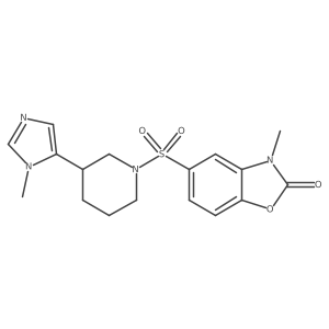 3-methyl-5-{[3-(1-methyl-1H-imidazol-5-yl)piperidin-1-yl]sulfonyl}-2,3-dihydro-1,3-benzoxazol-2-one结构式