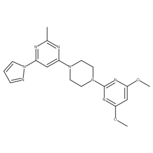 4-[4-(4,6-dimethoxypyrimidin-2-yl)piperazin-1-yl]-2-methyl-6-(1H-pyrazol-1-yl)pyrimidine结构式