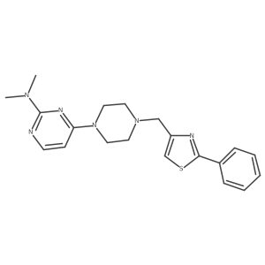 N,N-dimethyl-4-{4-[(2-phenyl-1,3-thiazol-4-yl)methyl]piperazin-1-yl}pyrimidin-2-amine Structure