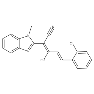 (2Z,4E)-5-(2-chlorophenyl)-3-hydroxy-2-(1-methylbenzimidazol-2-yl)penta-2,4-dienenitrile Structure