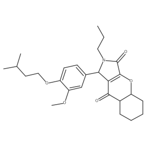 1-[3-methoxy-4-(3-methylbutoxy)phenyl]-2-propyl-4a,5,6,7,8,8a-hexahydro-1H-chromeno[2,3-c]pyrrole-3,9-dione结构式