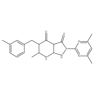 2-(4,6-Dimethylpyrimidin-2-yl)-6-methyl-5-[(3-methylphenyl)methyl]-1,3a,5,6,7,7a-hexahydropyrazolo[3,4-b]pyridine-3,4-dione结构式
