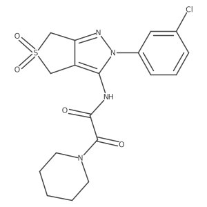 N-[2-(3-chlorophenyl)-5,5-dioxo-2H,4H,6H-5lambda6-thieno[3,4-c]pyrazol-3-yl]-2-oxo-2-(piperidin-1-yl)acetamide结构式