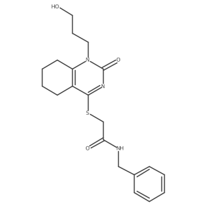 N-benzyl-2-((1-(3-hydroxypropyl)-2-oxo-1,2,5,6,7,8-hexahydroquinazolin-4-yl)thio)acetamide结构式