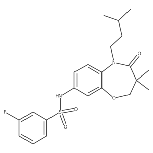 3-fluoro-N-(5-isopentyl-3,3-dimethyl-4-oxo-2,3,4,5-tetrahydrobenzo[b][1,4]oxazepin-8-yl)benzenesulfonamide结构式