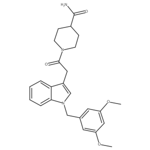 1-(2-(1-(3,5-dimethoxybenzyl)-1H-indol-3-yl)acetyl)piperidine-4-carboxamide结构式