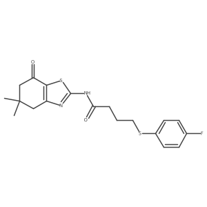 N-(5,5-dimethyl-7-oxo-4,5,6,7-tetrahydrobenzo[d]thiazol-2-yl)-4-((4-fluorophenyl)thio)butanamide结构式