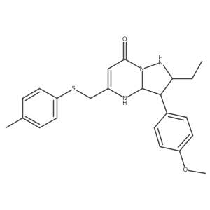 2-ethyl-3-(4-methoxyphenyl)-5-[(4-methylphenyl)sulfanylmethyl]-2,3,3a,4-tetrahydro-1H-pyrazolo[1,5-a]pyrimidin-7-one Structure