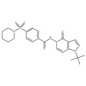 N-(1-(tert-butyl)-4-oxo-1H-pyrazolo[3,4-d]pyrimidin-5(4H)-yl)-4-(piperidin-1-ylsulfonyl)benzamide Structure
