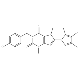 1-(4-chlorobenzyl)-3,7-dimethyl-8-(3,4,5-trimethyl-1H-pyrazol-1-yl)-1H-purine-2,6(3H,7H)-dione结构式