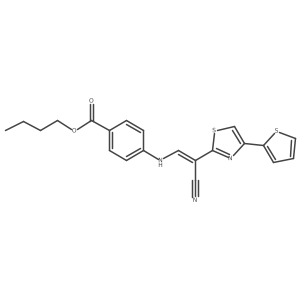 butyl 4-{[(1E)-2-cyano-2-[4-(thiophen-2-yl)-1,3-thiazol-2-yl]eth-1-en-1-yl]amino}benzoate Structure