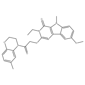 3-ethyl-8-methoxy-5-methyl-2-{[2-(6-methyl-3,4-dihydro-2H-1,4-benzoxazin-4-yl)-2-oxoethyl]sulfanyl}-3H,4H,5H-pyrimido[5,4-b]indol-4-one结构式