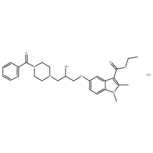 ethyl 5-(3-(4-benzoylpiperazin-1-yl)-2-hydroxypropoxy)-1,2-dimethyl-1H-indole-3-carboxylate hydrochloride结构式