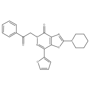 7-(furan-2-yl)-5-(2-oxo-2-phenylethyl)-2-(piperidin-1-yl)thiazolo[4,5-d]pyridazin-4(5H)-one结构式