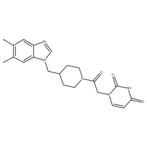 1-(2-(4-((5,6-dimethyl-1H-benzo[d]imidazol-1-yl)methyl)piperidin-1-yl)-2-oxoethyl)pyrimidine-2,4(1H,3H)-dione Structure
