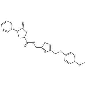 N-((3-((4-methoxyphenoxy)methyl)-1,2,4-oxadiazol-5-yl)methyl)-5-oxo-1-phenylpyrrolidine-3-carboxamide结构式
