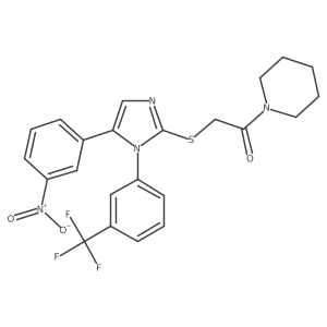2-((5-(3-nitrophenyl)-1-(3-(trifluoromethyl)phenyl)-1H-imidazol-2-yl)thio)-1-(piperidin-1-yl)ethanone Structure