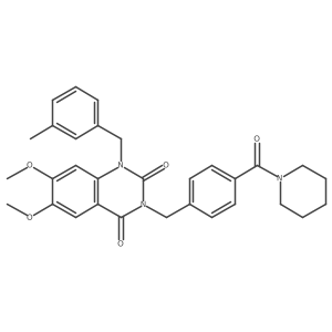 6,7-dimethoxy-1-(3-methylbenzyl)-3-(4-(piperidine-1-carbonyl)benzyl)quinazoline-2,4(1H,3H)-dione结构式
