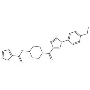 N-(1-(1-(4-ethylphenyl)-1H-1,2,3-triazole-4-carbonyl)piperidin-4-yl)thiophene-2-carboxamide结构式