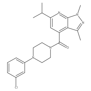 [4-(3-chlorophenyl)piperazino](6-isopropyl-1,3-dimethyl-1H-pyrazolo[3,4-b]pyridin-4-yl)methanone结构式