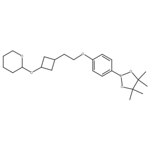 2-[(3-{2-[4-(4,4,5,5-tetramethyl-1,3,2-dioxaborolan-2-yl)phenoxy]ethyl}cyclobutyl)oxy]tetrahydro-2H-pyran Structure