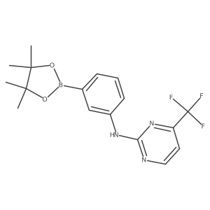N-[3-(4,4,5,5-tetramethyl-1,3,2-dioxaborolan-2-yl)phenyl]-4-(trifluoromethyl)pyrimidin-2-amine结构式