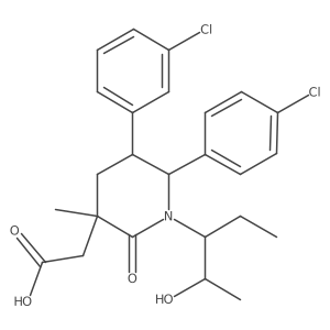 2-(5-(3-Chlorophenyl)-6-(4-chlorophenyl)-1-(2-hydroxypentan-3-yl)-3-methyl-2-oxopiperidin-3-yl)acetic acid结构式