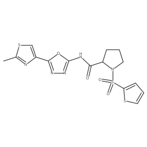 N-(5-(2-methylthiazol-4-yl)-1,3,4-oxadiazol-2-yl)-1-(thiophen-2-ylsulfonyl)pyrrolidine-2-carboxamide结构式