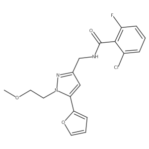 2-chloro-6-fluoro-N-((5-(furan-2-yl)-1-(2-methoxyethyl)-1H-pyrazol-3-yl)methyl)benzamide Structure