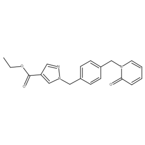 1-[4-(2-Oxo-2H-pyridin-1-ylmethyl)-benzyl]-1H-pyrazole-4-carboxylic acid ethyl ester结构式