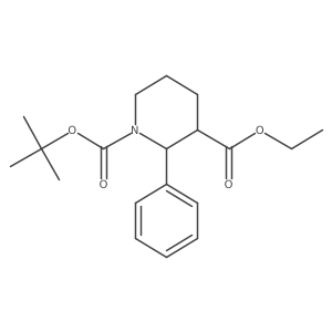 1-Tert-butyl 3-ethyl 2-phenylpiperidine-1,3-dicarboxylate结构式