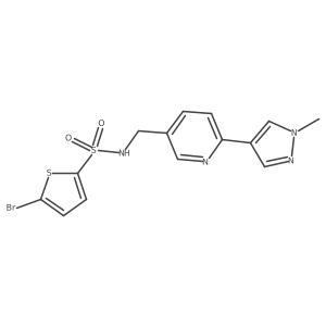 5-bromo-N-((6-(1-methyl-1H-pyrazol-4-yl)pyridin-3-yl)methyl)thiophene-2-sulfonamide结构式