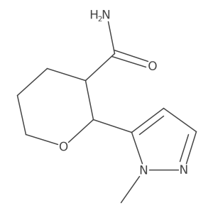 rac-(2R,3R)-2-(1-methyl-1H-pyrazol-5-yl)oxane-3-carboxamide结构式