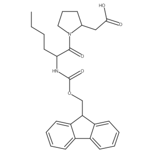 2-[(2R)-1-[(2S)-2-({[(9H-fluoren-9-yl)methoxy]carbonyl}amino)hexanoyl]pyrrolidin-2-yl]acetic acid结构式