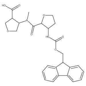 4-[N-methyl3-({[(9H-fluoren-9-yl)methoxy]carbonyl}amino)oxolane-2-amido]oxolane-3-carboxylic acid结构式