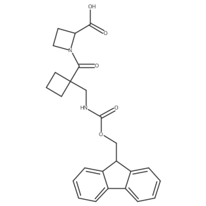 1-{1-[({[(9H-fluoren-9-yl)methoxy]carbonyl}amino)methyl]cyclobutanecarbonyl}azetidine-2-carboxylic acid结构式