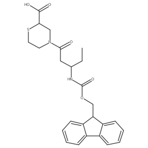 4-[3-({[(9H-fluoren-9-yl)methoxy]carbonyl}amino)pentanoyl]thiomorpholine-2-carboxylic acid结构式