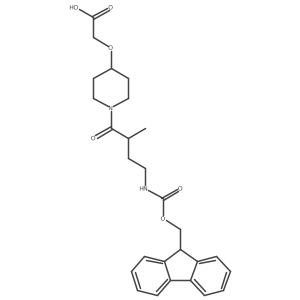 2-({1-[4-({[(9H-fluoren-9-yl)methoxy]carbonyl}amino)-2-methylbutanoyl]piperidin-4-yl}oxy)acetic acid Structure
