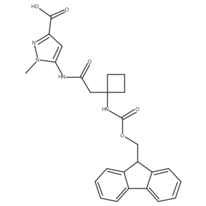 5-{2-[1-({[(9H-fluoren-9-yl)methoxy]carbonyl}amino)cyclobutyl]acetamido}-1-methyl-1H-pyrazole-3-carboxylic acid结构式