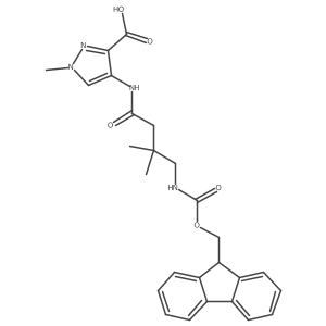 4-[4-({[(9H-fluoren-9-yl)methoxy]carbonyl}amino)-3,3-dimethylbutanamido]-1-methyl-1H-pyrazole-3-carboxylic acid Structure