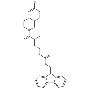 3-{1-[4-({[(9H-fluoren-9-yl)methoxy]carbonyl}amino)-2-methylbutanoyl]piperidin-3-yl}propanoic acid结构式