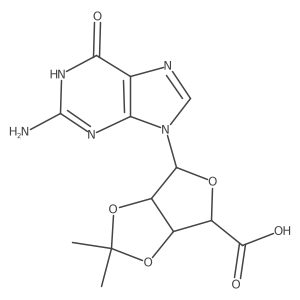 1-(2-Amino-1,6-dihydro-6-oxo-9H-purin-9-yl)-1-deoxy-2,3-O-(1-methylethylidene)-I(2)-D-ribofuranuronic acid结构式