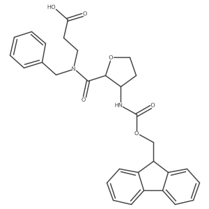 rac-3-{N-benzyl-1-[(2R,3S)-3-({[(9H-fluoren-9-yl)methoxy]carbonyl}amino)oxolan-2-yl]formamido}propanoic acid结构式